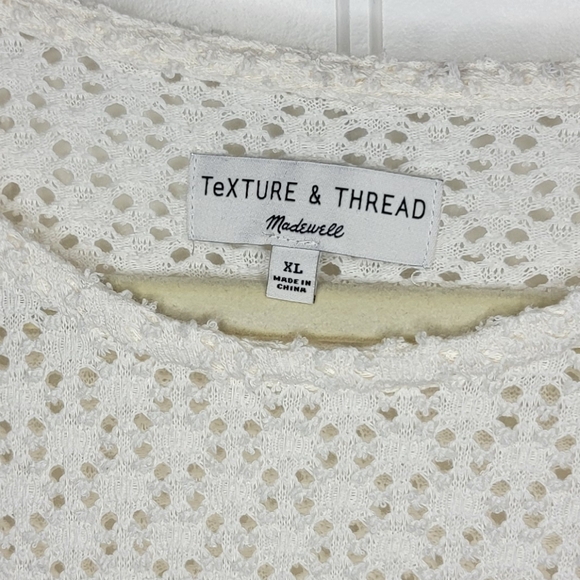 Madewell Texture & Thread Eyelet Short Sleeve Top Blouse, Women's XL, White - Picture 2 of 3